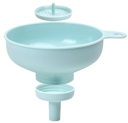 Volumoon Embudo de Cocina de Boca Ancha, 3 en 1 Embudo de Plástico Grado Alimenticiocon Colador Desmontable, Embudo Mermelada, Embudo Desmontable, funnel Set para Trasvasar Especias, Líquidos, Judías