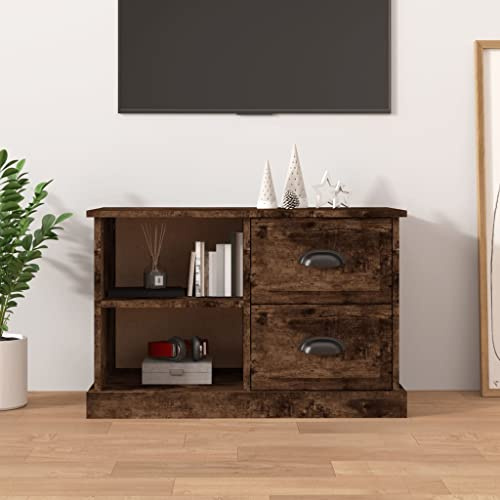 Homvdxl TV Stand Unit, TV Cabinet for up to 30 Inch TV, TV Table with 2 Drawers and Open Shelves, 73x35.5x47.5 cm, for Living Room, Bedroom, Engineered Wood, Oak