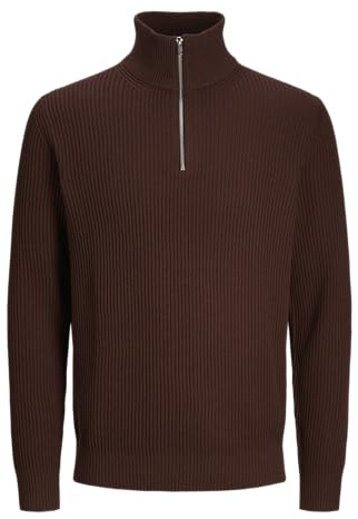 JACK&JONES Herren JPRBLALIAM Knit Half Zip BF Strickpullover, Bitter Chocolate, Large