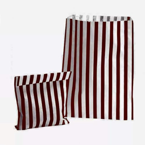 Sabco - 100pcs Striped Paper Bags - Pick N Mix Bags (Brown, 5x7)