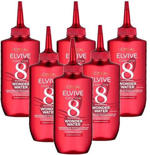 L'Oréal Paris Elvive Wonder Water Färgat Balsam för färgat hår Vätska Behandling Glans, omedelbar glans 200 ml (6 enheter)