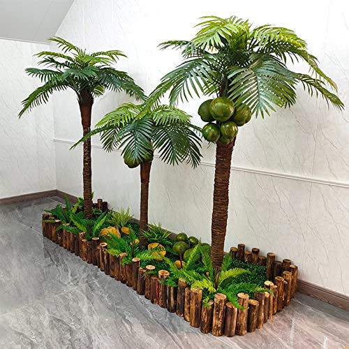 TAIYUESHAN Künstliche Palmen für den Außenbereich, Tropische Palme, künstlicher Pflanzenbaum mit aufstellbarem Stamm, künstliche Palme für den Garten, Palmendekoration 2 m + 1,8 m + 1,5 m Family