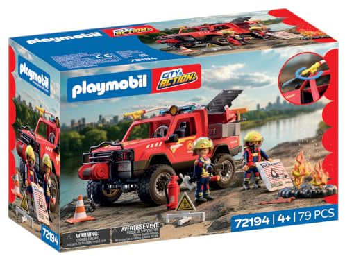 PLAYMOBIL | City Action | Feuerwehr‑Pickup | Geländegängiges Einsatzfahrzeug mit echter Wasserspritzfunktion, Seilwinde & viel Zubehör | Für Kinder ab 4 Jahren | 72194