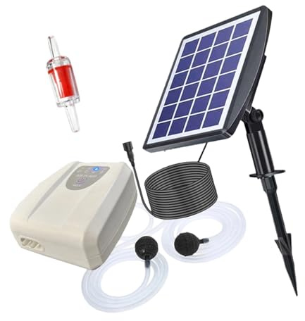 Fitooles Lot de 1 kit d'aérateur solaire avec deux pierres à air pour aquariums hydroponiques transportables