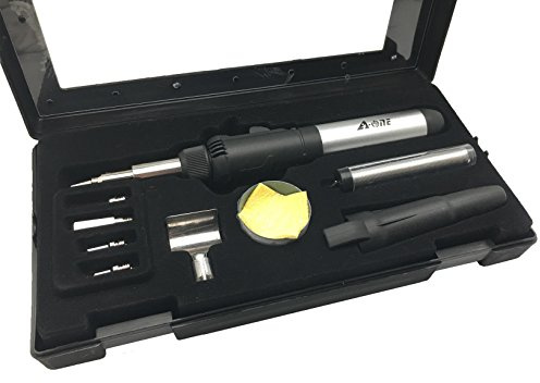 A-ONE Gas Tool Precision Butane Gas Soldering Torch Kit-Hot Air Blower-Hot Cutting-with 5 Tips and Solder Wire
