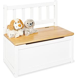 Pinolino Kindertruhenbank Fenna, aus massivem Holz, mit Klappendämpfer, Sitzhöhe 29 cm, für Kinder ab 2 Jahren, weiß und klar lackiert