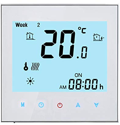 Qiumi WLAN Thermostat Wasser-Fußbodenheizung programmierbar 5A 95-245VAC | Heizungsregler mit Sprachsteuerung über Alexa & Google Home für Warmwassersysteme