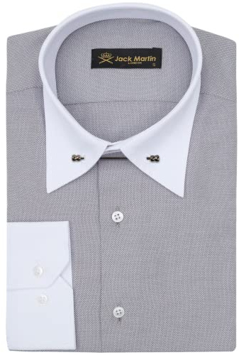 Jack Martin - Camicia Oxford con Colletto a Spilla - Camicie Formali Slim Fit per Uomo (Grigio,S)
