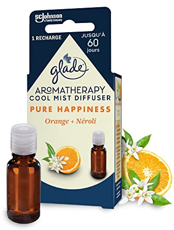 GLADE AROMATERAPI ELEKTRISK LADDNING Cool MIST VÄSENTLIGA OLJOR Ren HAPPINESS ORANGE & Neroli