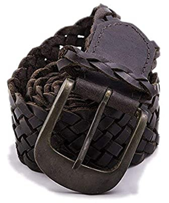 Hochwertiger Herren-Ledergürtel, geflochten, 4,5 cm breit, 100% Rindsleder