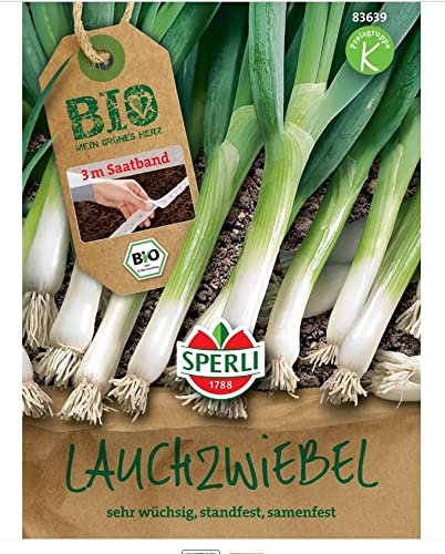 Sperli BIO Lauchzwiebelsamen, Saatband 83639 - BIO - wüchsig - standfeste Sorte - langer Schaft - Samen Gemüse, Gemüse Pflanzen, Saatband, Gemüsesamen