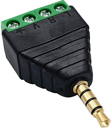 CABLEPELADO Connettore jack 3,5 mm maschio | Connettore audio | Connettore TRRS | collegamento viti terminale | Compatibile con PS5/PS4, Caschi, Altoparlante, PC, Mobile | Nero | 3,5 mm Maschio