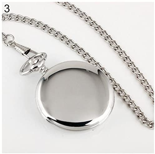 Fickur Retro vintage män steampunk slät yta hänge kedja klassisk fickur gåva silver guld polsk kvarts klocka Vintage Kvartsfickur (Size : Silver)