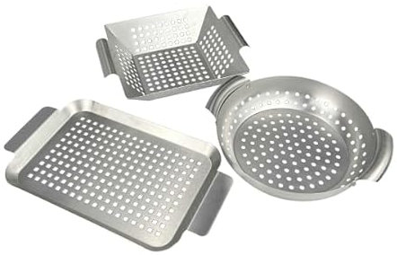 Lot de 3 paniers de barbecue en acier inoxydable
