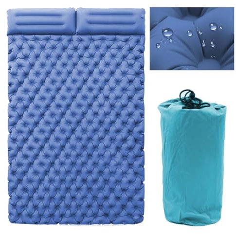 GYPWAN Isomatte Selbstaufblasend, Camping luftmatratze Selbstaufblasend mit Integrierten Kopfkissen Outdoor Campingmatte Faltbar Thermo Matte Schlafmatte Für Zelt Trekking Strand,Blau