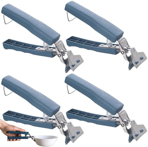 GOMETY Edelstahl Küchenzange: 4 Stück rutschfest Griff, Sicher Pizzablechzange, Ergonomisch Backblechgreifer Für Küche Und Haushalt (Silber)