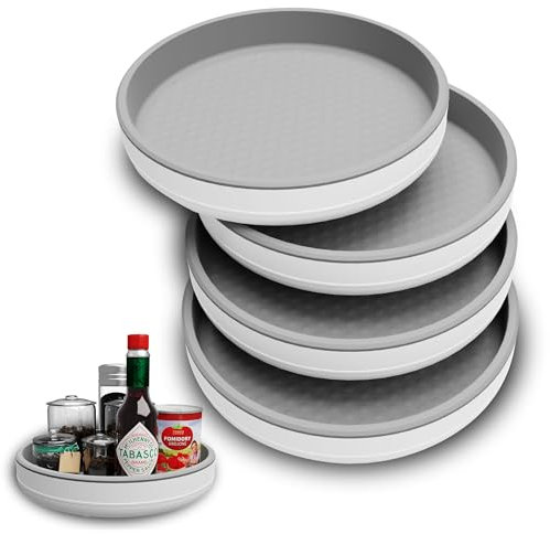 4er-Pack Kühlschrank Organizer - 25,4 + 25,4 cm - Drehteller Organizer für Küche - Lazy Susan - Schrank - 360° Drehbarer Gewürzregal