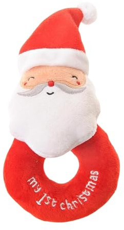Ziggle Soft Plush Baby Rattle Toy | Newborn Sensory & Cuddly Gift | Santa