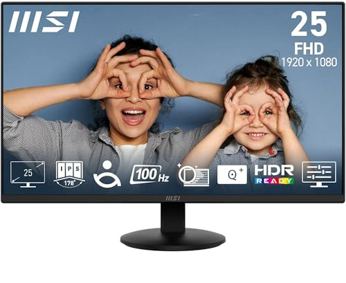 MSI PRO MP252L 24.5-Inch FHD Office Monitor - 1920 x 1080 IPS Panel, 4-Sided Frameless, 100 Hz Refresh Rate, Eye-Friendly Screen, Tilt-Adjustable - HDMI 1.4b, DP (1.2a)