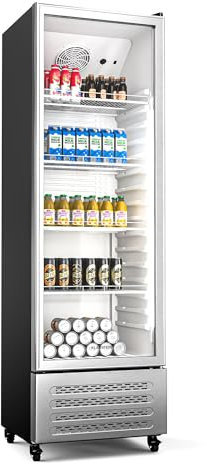 Klarstein GrandCooler 306L Getränkekühlschrank - Doppelverglaste Tür, Aluminium-Tür, LED-Beleuchtung, Mechanischer Thermostat, 0 °C bis 10 °C, 4 Räder, Energieklasse B