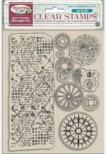 Stamperia - Acrylic Stamp for Scrapbooking, Albums, Card Making, and Bullet Journalling, Transparent, Long Lasting, Easy to Clean, Perfect for Crafts and Gifting (Master of Magic, Border & Circles)