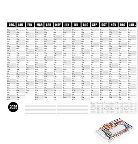 Wandkalender 2025 - Jahreskalender 2025 Wandplaner | Wandtafelkalender 2025 | Flexibel Hervorragender Jahreskalender für einfache Planung | Wandkalender Groß Jan bis Dez Jahresplaner für die Schule