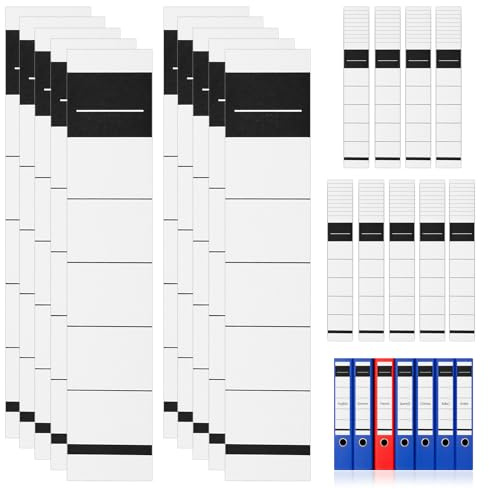 100 Pz Etichette Raccoglitori Documenti, 3,6 x 19 cm Etichette Autoadesive Scrivibili Bianche per Raccoglitori Larghi Ufficio, per Dorso di Cartelle da 5 cm