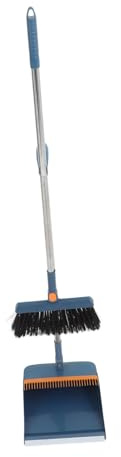 WESIEVYA Broom Dustpan Foldable Stainless Steel Handle for Home Kitchen Office Garage Standing Upright Dustpan Cleaning Supplies