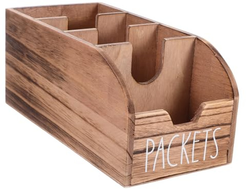 KICHOUSE Contenitore Porta Bustine Di Tè e Caffè in Legno, Organizer Compatto Multiuso Per Bustine Di Zucchero e Spezie, Portaoggetti Da Cucina Salvaspazio Per Uso Quotidiano