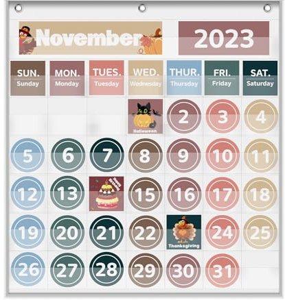 Calendrier mensuel de poche pour la salle de classe, avec 88 cartes, jours de la semaine imprimés, matériel indispensable pour les enseignants qui s'adapte à tous les établissements scolaires (blanc)