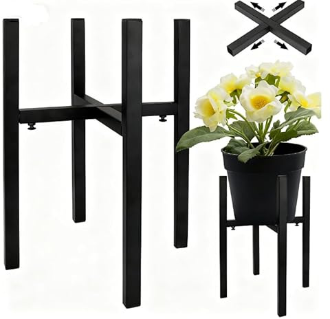 ZEONHEI Blumenständer Metall Verstellbar Pflanzenständer, Blumenhocker Schwarz Verstellbare Blumentopf Ständer für Innen und Außen Verschiedene Topfgrößen, Verstellbreite 21-35cm