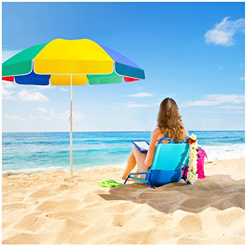 ApuaVireo&Co Parasol de Jardin, Parasol de terrasse, Parasol de Plage Rond Portable avec 8 Baleines, Pare-Soleil étanche, 220 cm