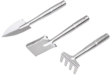 Kisangel 3 pièces Pelle Plage Acier Inoxydable avec Pelle Pointue et Râteau Jouets de Plage pour Garçon Fille Outils pour Jardinage