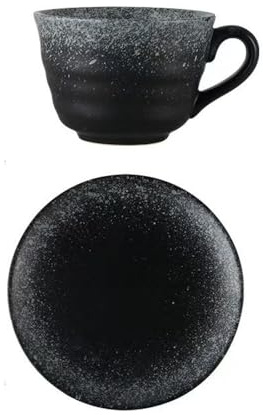Hosoncovy 240ML Ceramic Coffee Cup and Coaster Set Heat Resistant Tea Mug with Saucer Plate Drink Cup Set (G)