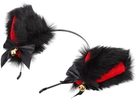 ERINGOGO Diadema Orejas de Gato Peluche con Campana Dorada para Fiesta Cosplay Halloween Unisex Cómoda