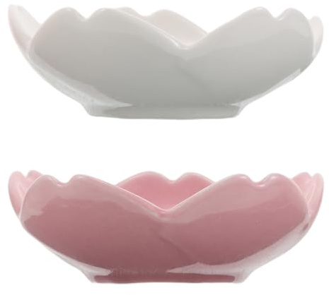 iplusmile 2 Piezas Bandeja de Cerámica para Joyas con Diseño de Flor Elegante Organizador para Anillos y Llaves Decoración para Baño y Tocador Soporte Decorativo para Mesa Comedor