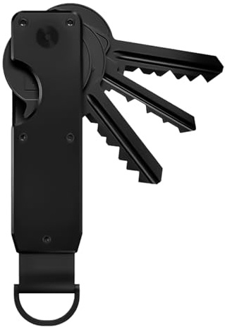 Chtaoxin Premium Compact Key Organizer | Black Metal Construction, Modern Minimalist Design with Keyring Attachment