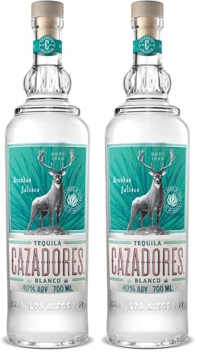 CAZADORES Tequila Blanco, 40% ABV, 70cl / 700ml, Alcool Bidistillato Prodotto con 100% Agave Blu Weber (Confezione da 2)