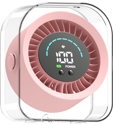 FOWSEEK Ventilador de escritorio portátil pequeño, ventilador de mesa personal recargable por USB de 4000 mAh con flujo de aire turbo de 100 velocidades, ajustable a 360°, pantalla LED, ventiladores