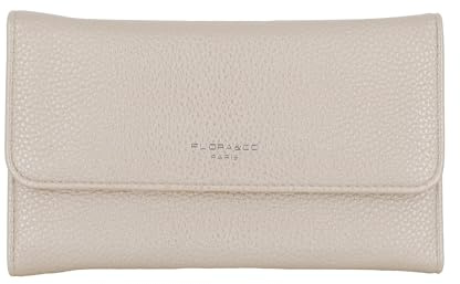 Flora&Co - Porte Chéquier Femme Tout en Un avec Stylo – Portefeuille Compagnon Long Blocage Forme Enveloppe – Porte-Monnaie Carte Multifonction- PU Cuir Souple - Ivoire