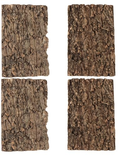 Kichvoe 4pcs Reptile Terrarium Bark Reptile Bark Backdrop Reusable Easy Placement Tree Decoration for Tank Aquarium