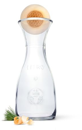 Zirbenkugel-Set Blume des Lebens mit 1 Liter Misura Wasserkaraffe - luftgetrocknetes Zirbenholz