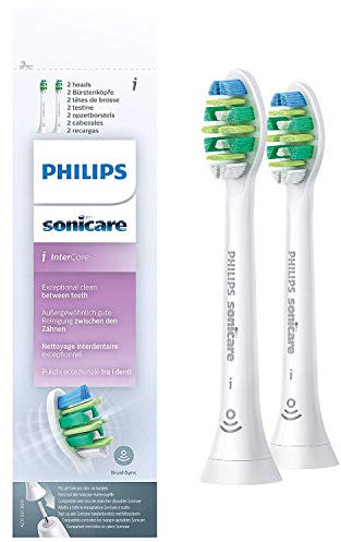 Philips Sonicare Original Aufsteckbürste InterCare HX9002/10, bis zu 7x mehr Plaqueentfernung, RFID-Chip, Standard, 2er Pack, Weiß