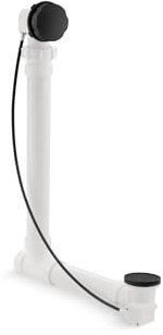 KOHLER K-7213-BL Clearflo Cable Bath Drain with PVC Tubing, Metal Control Hande, Cable-Activated Bath Drain, Matte Black