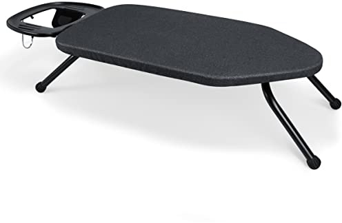 Duwee 14x25 Table Top Ironing Board with Thicken Felt Padding, Metallic Cover, Solid Iron Rest (Black)