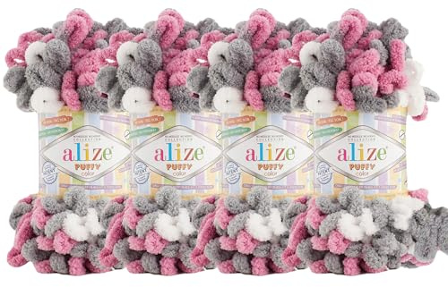 Alize Puffig färg babyfilt garn parti om 4skn 400 g 39,3 yds 100 % mikropolyester mjukt garn handstickgarn (6070)
