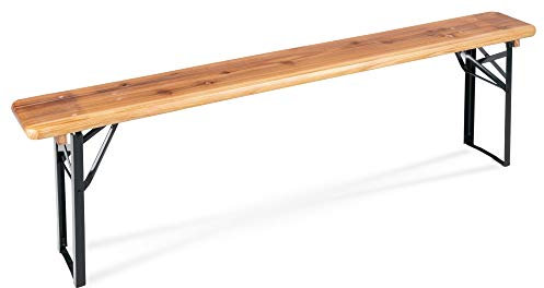 Stagecaptain BBB-180 Hirschgarten Bierzeltbank - Robuste, Lange Bierbank (177 cm) - Stabile Metallscharniere - Lackierte Oberfläche - Zusammenklappbar - Stahlgestelle - Sitzfläche aus Holz - Natur