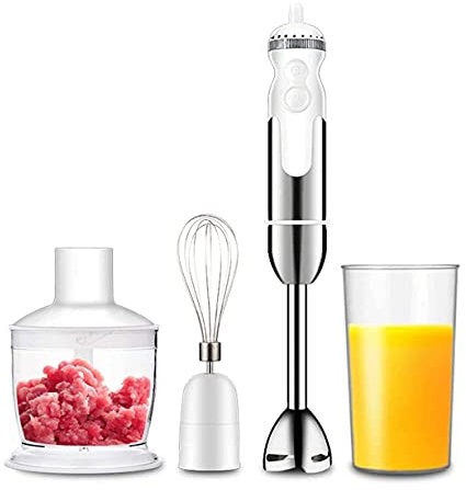 SMSOM 4-in-1 Immersion Hand, Powerful 800W Stainless Steel Stick Blender Variable Food Processor, Whisk, Beaker, Faster, Finer Blending