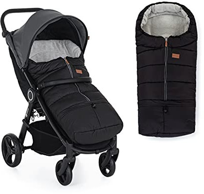 Petite&Mars Fußsack für Kinderwagen JIBOT * Winterfußsack für Kinderwagen, Buggy und Autositz * Warrm * Wasserdicht * Winddicht * mit vertikale Gurtschlitze (Ink Black)