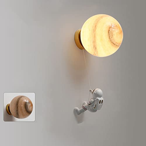 Kinderzimmer Wandleuchte Dimmbar LED Innen Wandlampe Planeten Astronaut Wandbeleuchtung Nachttischlampe 3D Mond Nachtlicht Kinder Schlafzimmer Bett Lampe Kinderzimmer für Jungen Mädchen Wandlicht,15cm